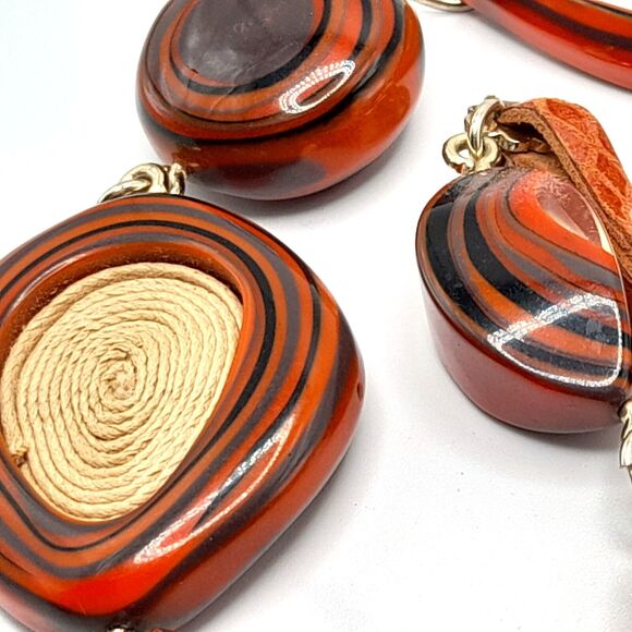 Chico's Orange Brown Leather Belt, 40" - Picture 7 of 11